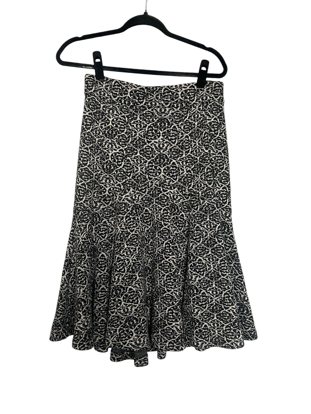 Diane Von Furstenberg Black & White Patterned A-Line Flared Skirt